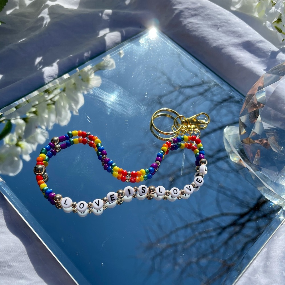 Custom Beaded “Love is Love” Key Chain
